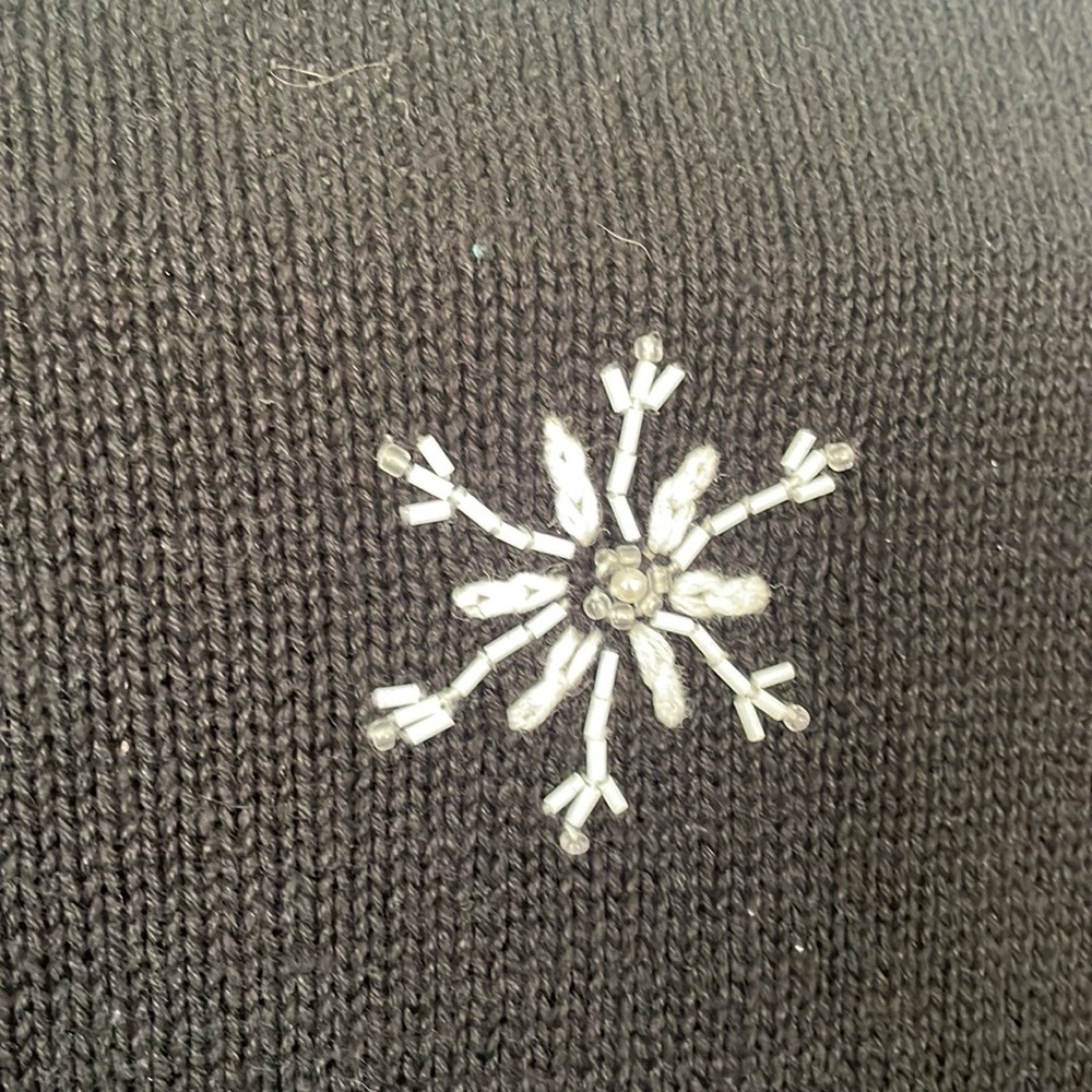 Classic elements vintage vtg beaded snowflake black Santa ugly Christmas sweater - Picture 5 of 16